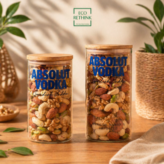 UP-CYCLED ABSOLUT JAR WITH WOODEN LID (SET OF 2)