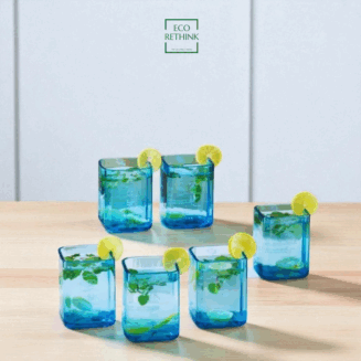 UPCYCLED BOMBAY SAPPHIRE GLASSES (SET OF 6)