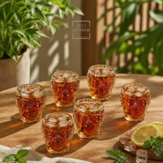 UP-CYCLED OLD MONK FACE GLASSES 600ML (SET OF 6)