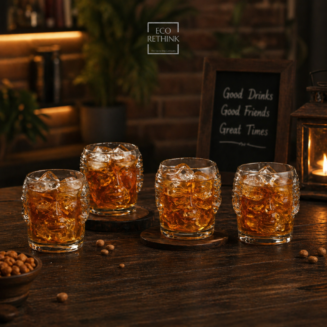 UP-CYCLED OLD MONK FACE GLASSES 300ML(SET OF 4)