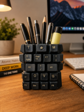UP-CYCLED RECLAIMED WOODEN DESK PEN HOLDER